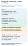 Esquema conceitual: coma envolve ausência de vigília e de sinais comportamentais de consciência; síndrome de vigília sem resposta apresenta abertura ocular/vigília sem comportamento indicativo de consciência; estado minimamente consciente apresenta sinais comportamentais definidos, embora inconsistentes. A determinação brasileira de morte encefálica é um processo regulado e distinto, que não se reduz a disfunção isolada do tronco cerebral.